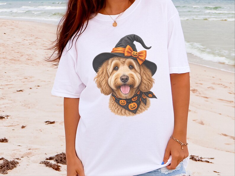 Halloween Dog Shirt, Goldendoodle Gift, Doodle Mom Gift, Witch Dog Shirt, Spooky Dog Lover, Fall Pet Sweatshirt image 7