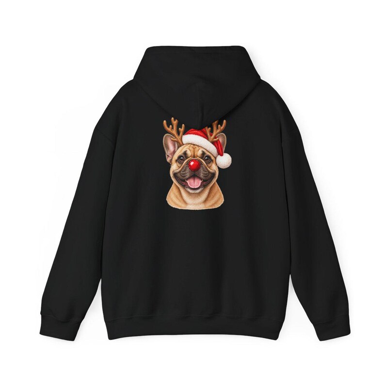 Maglietta natalizia con bulldog francese, regalo per la mamma di un cane per le feste, felpa festiva con bulldog francese, maglietta natalizia con cucciolo, per gli amanti del bulldog francese immagine 11