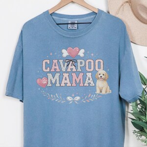 Comfort Colors Cavapoo Mom Shirt, Cavapoo Mama, Dog Owner Gift, Funny Canine Tee, Vintage Floral Doodle Graphic, New Dog Mom Present image 8