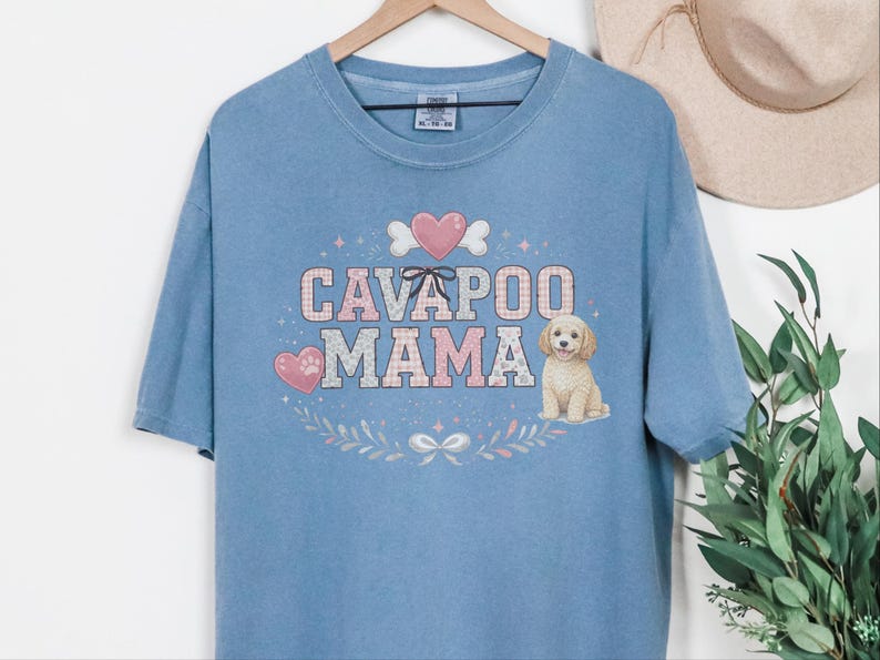 Comfort Colors Cavapoo Mom Shirt, Cavapoo Mama, Dog Owner Gift, Funny Canine Tee, Vintage Floral Doodle Graphic, New Dog Mom Present image 8