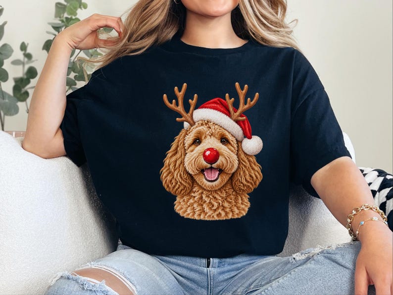 Maglietta natalizia con Cockapoo, regalo di Natale per amanti dei Cockapoo, felpa per cani per le feste, maglietta per la mamma di un Cockapoo, regalo festivo per gli amanti dei cani immagine 4