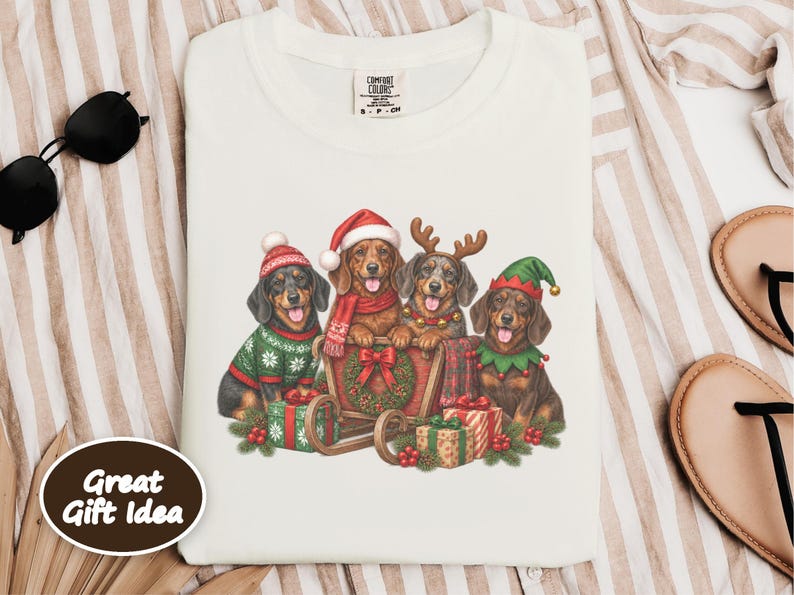 Christmas Dachshund Shirt, Wiener Dog Christmas Gift, Dachshund Dad Shirt, Sausage Dog Christmas Tee, Doxie Mom Sweatshirt image 7