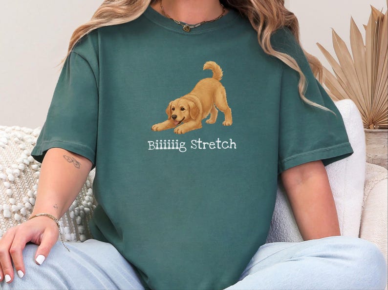 Comfort Colors Golden Retriever Biiiiiig Stretch Tee, Funny Dog Lover Pet Parent Gift, Puppy Mom Dad Owner, Stay Golden Enthusiast image 1