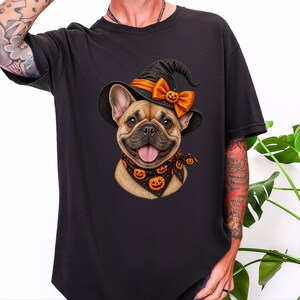 Frenchie Halloween Shirt, Frenchie Mom Gift, Halloween Dog Shirt, French Bulldog Mom Tee, Witch Dog Shirt, Spooky Dog Mom image 3