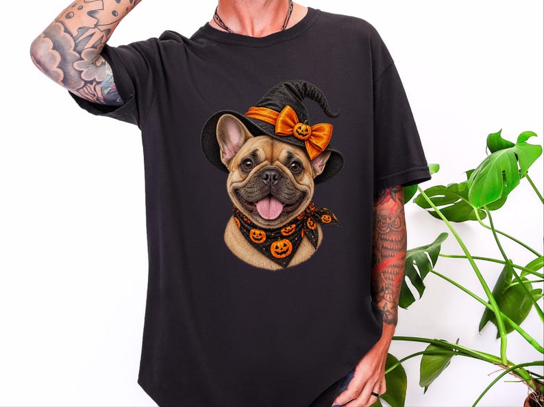 Frenchie Halloween Shirt, Frenchie Mom Gift, Halloween Dog Shirt, French Bulldog Mom Tee, Witch Dog Shirt, Spooky Dog Mom image 3