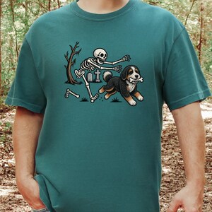 Bernedoodle Dog Shirt, Skeleton Dog Shirt, Halloween Pet Gift, Funny Bernedoodle Shirt, Halloween Dog Tee, Bernedoodle Mom Gift image 8