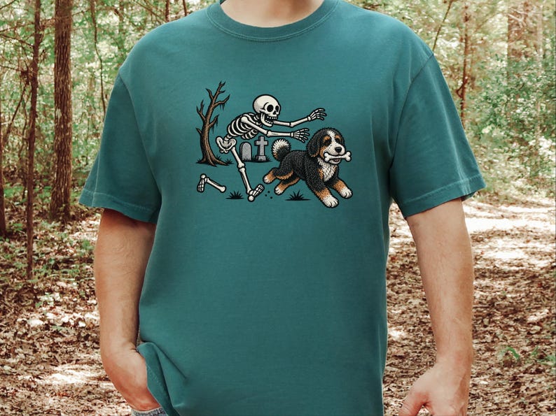 Bernedoodle Dog Shirt, Skeleton Dog Shirt, Halloween Pet Gift, Funny Bernedoodle Shirt, Halloween Dog Tee, Bernedoodle Mom Gift image 8