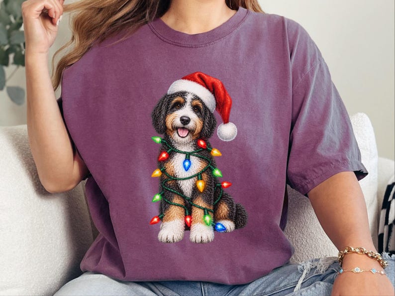 Bernedoodle Christmas Shirt, Christmas Dog Shirt, Bernedoodle Owner Gift, Holiday Dog Lover Tee image 2