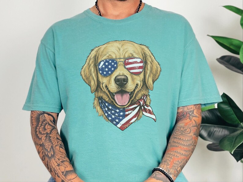 Comfort Colors Patriotic Golden Retriever Shirt, American Flag USA Independence Day Tee, Fourth of July Dog Mom Clothing, Patriotic Dog Gift image 10