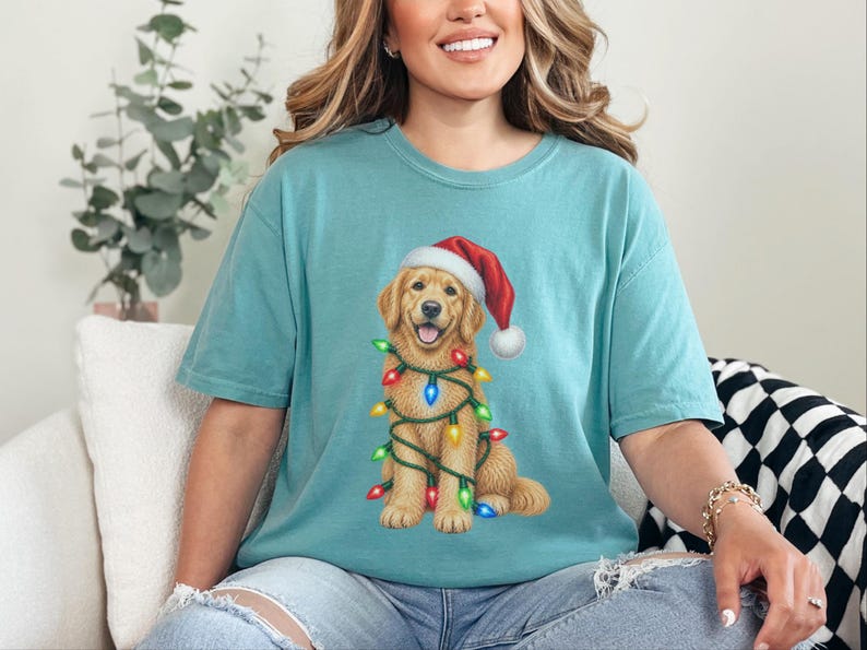 Camiseta navideña de Golden Retriever, regalo navideño para amantes de los perros, sudadera festiva para cachorros, regalo navideño para perros, camiseta de Retriever imagen 9