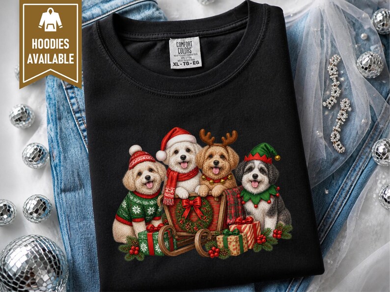 Maltipoo Christmas Shirt, Maltipoo Dog Gift, Festive Santa Puppy Tee, Christmas Dog Lover Shirt, Holiday Dog Sweatshirt image 4