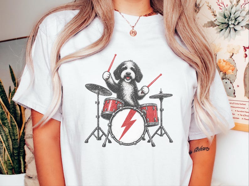 Rockmusiker, trummis, presentidé, hundälskare, rockstjärna, hund bild 10