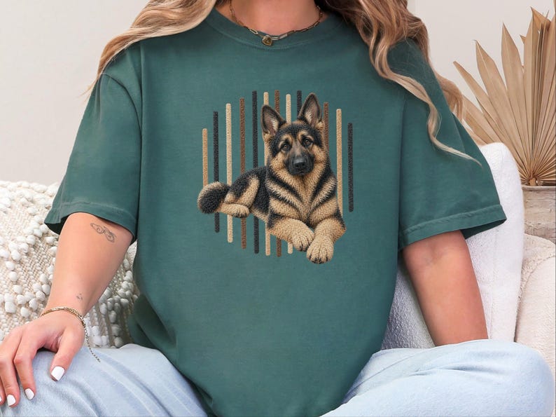 T-shirt met Duitse Herder-hond, cadeau voor Duitse Herder-moeder, T-shirt voor liefhebbers van Duitse Herders, cadeau voor hondengeleider, kleding voor hondenbezitters afbeelding 1