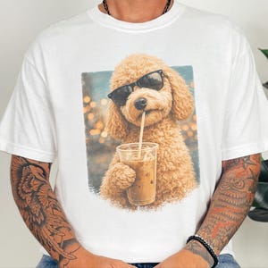 Comfort Colors Iced Coffee Goldendoodle Tee | Funny Cool Dog Shirt | Summer Fashion | Doodle Mom Dad Pet Owner, Iced Coffee Tee image 9