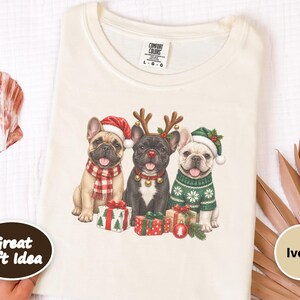 Christmas French Bulldog Shirt, Frenchie Christmas Gift, Holiday Dog Sweatshirt, Festive Pet Lover Tee, Cute Puppy Christmas Apparel image 9