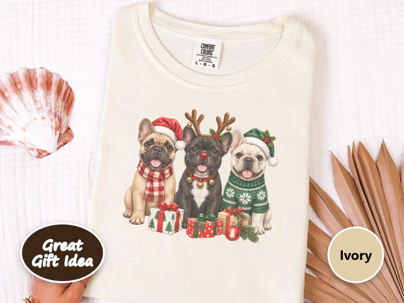 Christmas French Bulldog Shirt, Frenchie Christmas Gift, Holiday Dog Sweatshirt, Festive Pet Lover Tee, Cute Puppy Christmas Apparel image 9