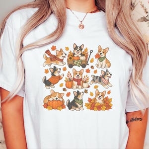 Autumn Corgi Shirt, Corgi Dog Gift, Fall Dog Mom Sweatshirt, Pumpkin Patch Tee, Corgi Lover Gift image 4