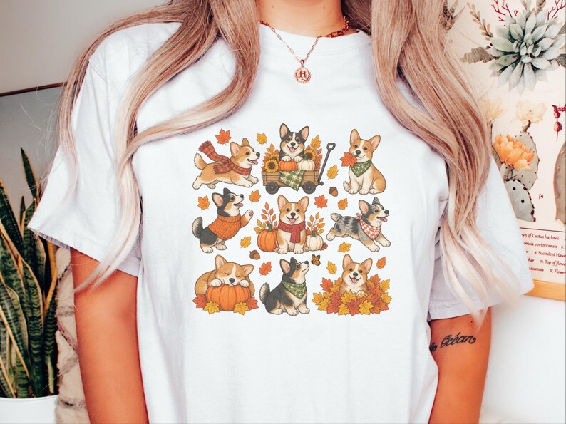 Autumn Corgi Shirt, Corgi Dog Gift, Fall Dog Mom Sweatshirt, Pumpkin Patch Tee, Corgi Lover Gift image 4