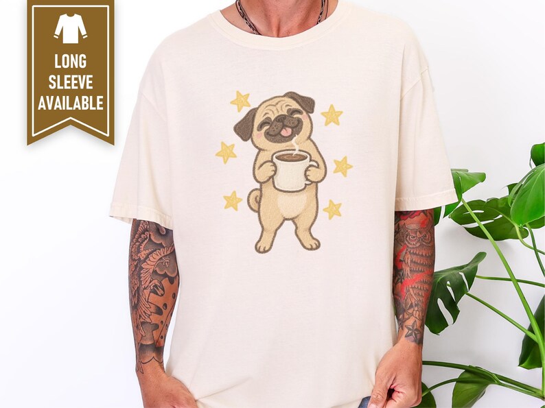 Pug Coffee Shirt, Pug Lover Gift, Coffee Lover Graphic Tee, Funny Pug T Shirt, Dog Owner Gift, Pug Mom Shirt Bild 9