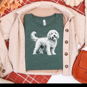 Golden Doodle Shirt and Canine Gift, Golden Doodle Sketch Custom Pet Art, Dog Mama Dad Apparel, Labradoodle Lover., Goldendoodle Shirt image 6