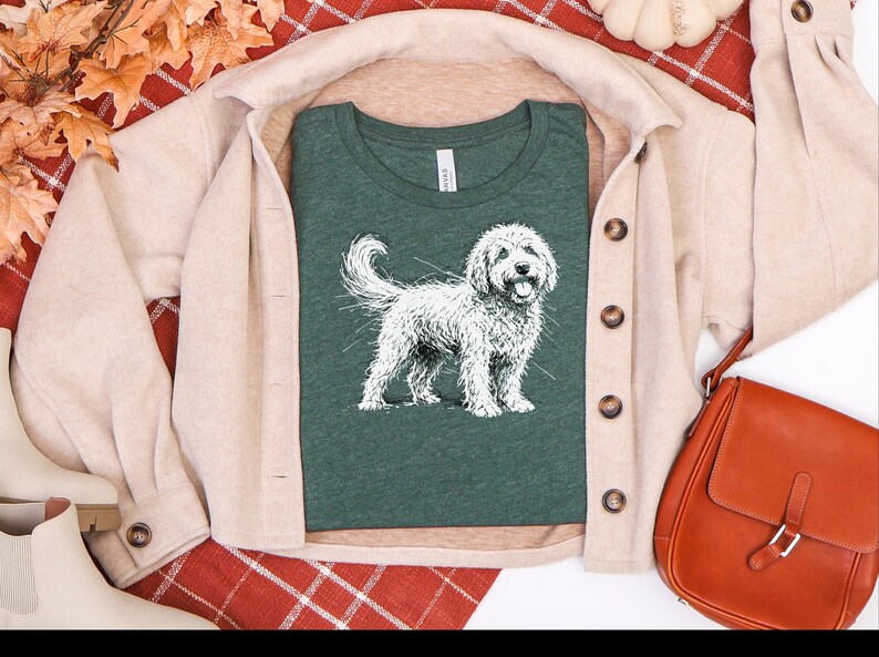 Golden Doodle Shirt and Canine Gift, Golden Doodle Sketch Custom Pet Art, Dog Mama Dad Apparel, Labradoodle Lover., Goldendoodle Shirt image 6