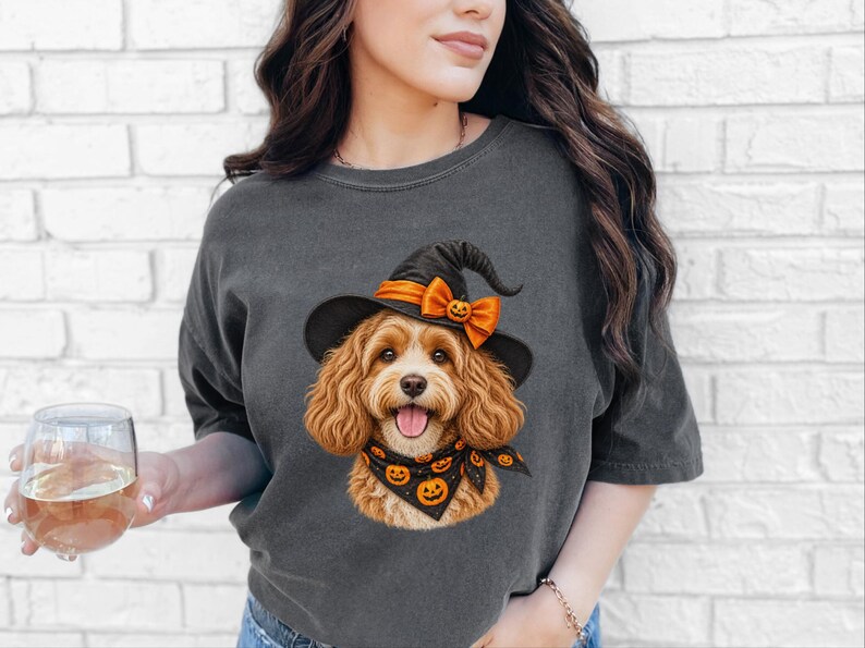 Halloween Cavapoo Shirt, Cavapoo Mom Gift, Halloween Dog Mom, Spooky Dog Tee, Doodle Mom Gift, Cavapoo Owner Gift image 3