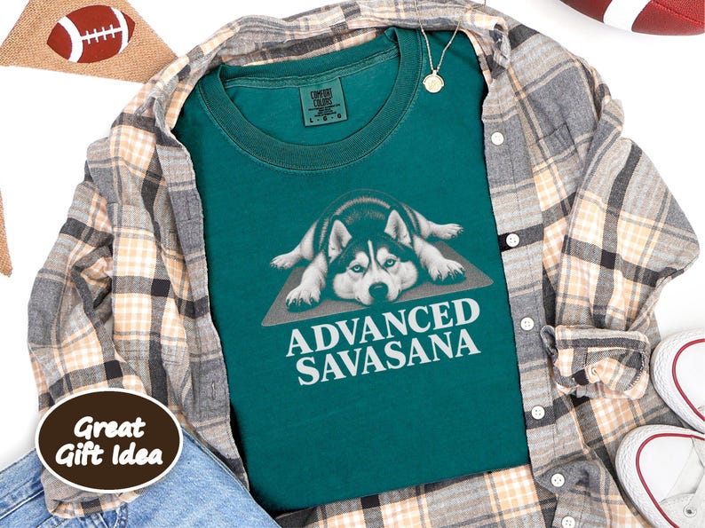 Husky Dog Shirt, Funny Yoga Gift, Advanced Savasana Tee, Husky Mom Gift, Yoga Instructor Shirt, Silyen Husky Lover Gift afbeelding 4