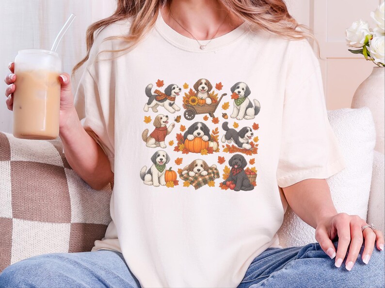 Sheepadoodle Fall Sweatshirt, Autumn Dog Shirt, Sheepadoodle Mom Gift, Doodle Dog Lover Shirt, Pumpkin Spice Tee image 10