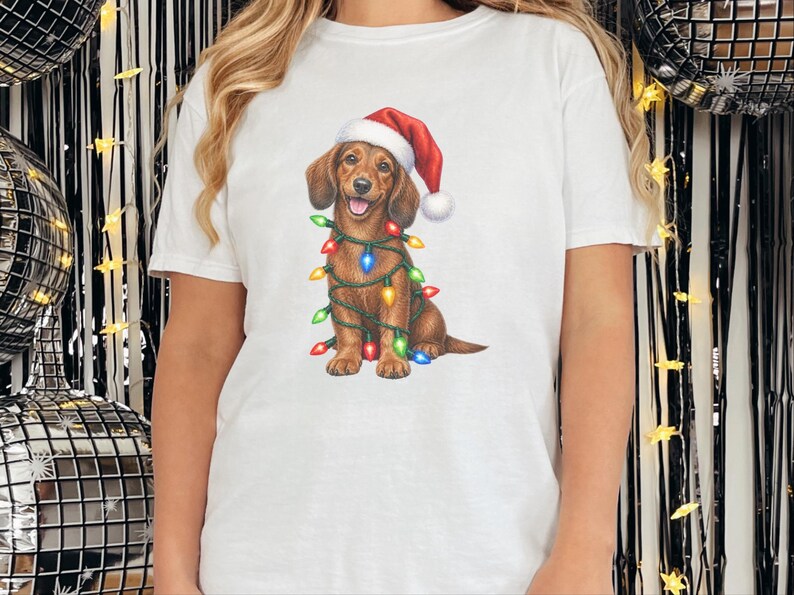 Christmas Dachshund Shirt, Dog Christmas Gift, Dachshund Xmas Sweatshirt, Holiday Dog Tee, Doxie Lover Present image 5