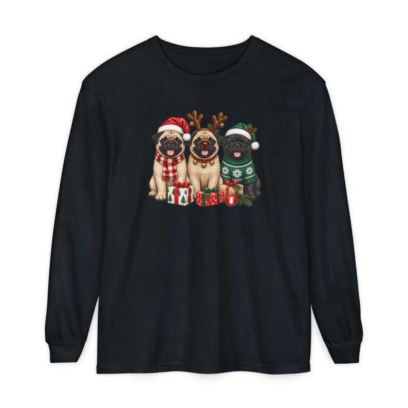 Christmas Pug Sweatshirt, Pug Christmas Gift, Holiday Dog Shirt, Pug Lover Sweatshirt, Festive Puppy Crewneck, Pug Mom Gift image 13