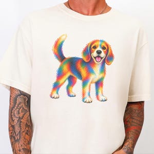 Camiseta de Beagle, Regalo colorido para amantes de los perros, Camiseta de cachorro arcoíris, Regalo para mamás de Beagle, Camiseta gráfica para dueños de perros imagen 3