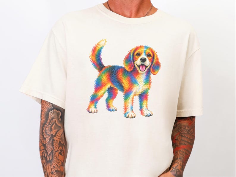 Camiseta de Beagle, Regalo colorido para amantes de los perros, Camiseta de cachorro arcoíris, Regalo para mamás de Beagle, Camiseta gráfica para dueños de perros imagen 3
