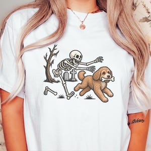 Camiseta Cavapoo, Camiseta de Perro Esqueleto, Camiseta de Perro de Halloween, Camiseta de Perro Espeluznante, Regalo para Mamá Cavapoo, Camiseta para Amantes de los Perros, Camiseta de Halloween de Esqueleto imagen 8