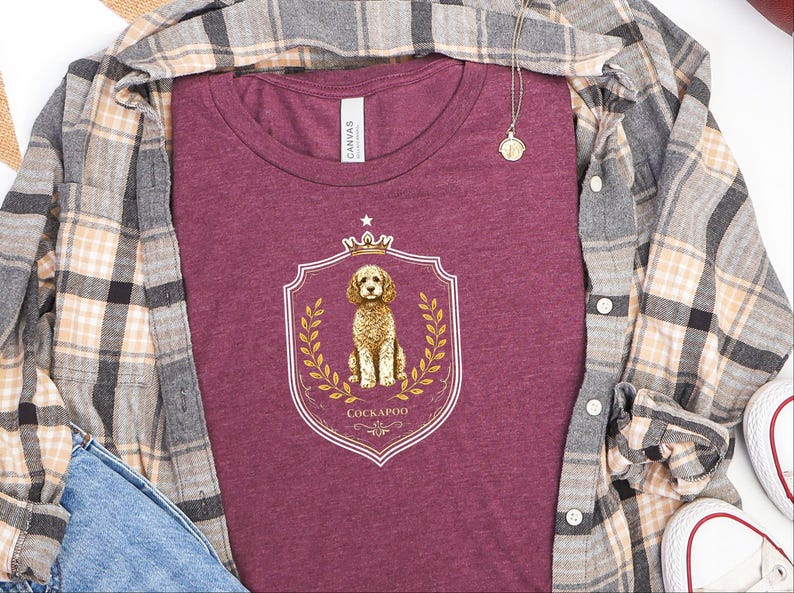 Cockapoo Print, Royal Dog Portrait Art, Vintage Coat of Arms, Cockapoo Royal Crest Shirt, Doodle Dog Apparel, Cockerpoo, Cockapoo Print Tee image 7
