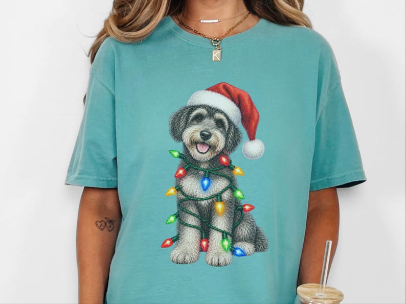 Schnoodle Christmas Shirt, Dog Lover Gift, Schnoodle Mom Sweatshirt, Christmas Dog Shirt, Holiday Puppy Tee image 3