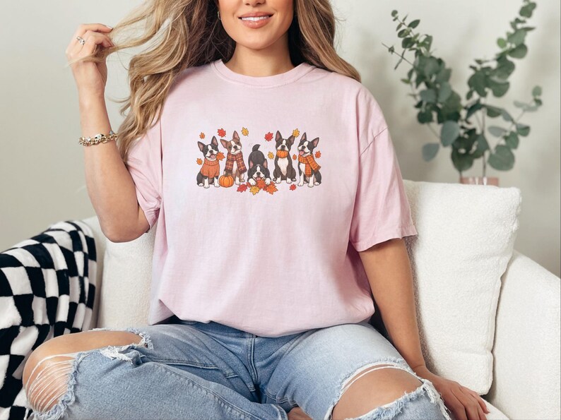 Boston Terrier Fall Shirt, Dog Lover Gift, Cozy Autumn Tee, Cute Puppy Shirt, Boston Terrier Owner Gift, Fall Dog Sweatshirt image 8
