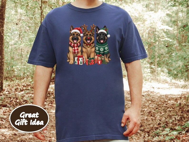 German Shepherd Christmas Sweatshirt, Festive Dog Mom Gift, Holiday Puppy Crewneck, Christmas Dog Shirt, GSD Lover Present image 8