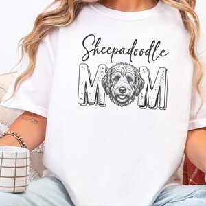 Comfort Colors Sheepadoodle Mom 1717 Tee, Doodle Mama Gift, Sheepadoodle Lover Gift, Retro Dog Shirt, New Dog Mom Gift, Doodle Dog Art image 2