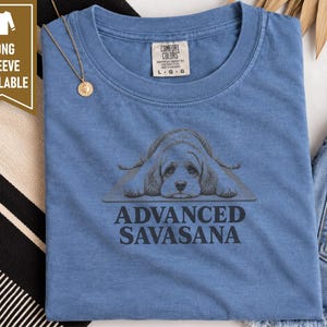 Cavapoo Shirt, Funny Dog Yoga Gift, Advanced Savasana Tee, Yogi Puppy Lover Present, Dog Mom Fitness Clothing image 9