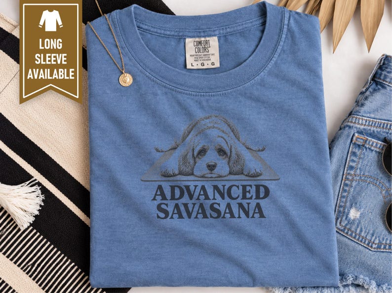 Cavapoo Shirt, Funny Dog Yoga Gift, Advanced Savasana Tee, Yogi Puppy Lover Present, Dog Mom Fitness Clothing image 9