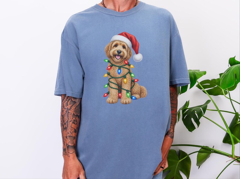 Labradoodle Christmas Shirt, Holiday Pet Shirt, Christmas Dog Mom, Labradoodle Gift, Christmas Lights Tee, Dog Lover Christmas Gift image 5