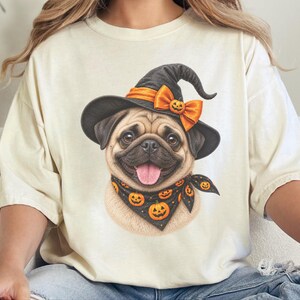 Halloween Pug Shirt, Pug Mom Gift, Witch Dog Tee, Spooky Dog Owner Gift, Dog Lover Halloween Gift image 4