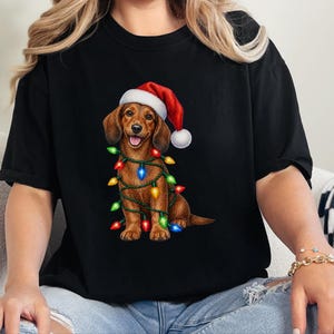 Christmas Dachshund Shirt, Dog Christmas Gift, Dachshund Xmas Sweatshirt, Holiday Dog Tee, Doxie Lover Present image 3