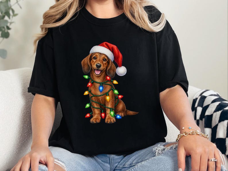 Christmas Dachshund Shirt, Dog Christmas Gift, Dachshund Xmas Sweatshirt, Holiday Dog Tee, Doxie Lover Present image 3