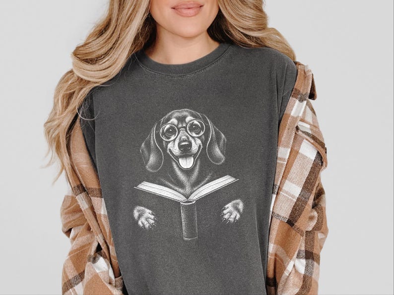 Camiseta de lectura para perros salchicha, regalo para amantes de los libros, camiseta de biblioteca para perros salchicha, regalo para mamás de perros salchicha, camiseta de biblioteca para perros salchicha imagen 2