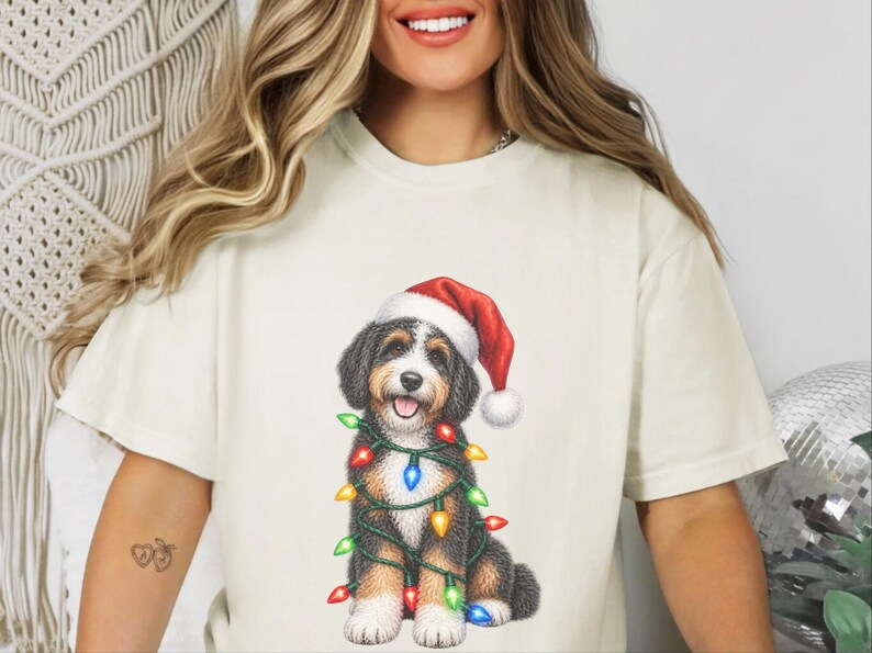 Bernedoodle Christmas Shirt, Christmas Dog Shirt, Bernedoodle Owner Gift, Holiday Dog Lover Tee image 3