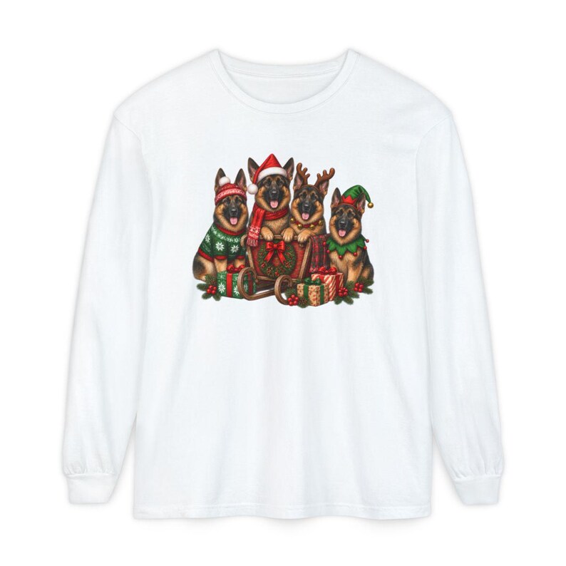 German Shepherd Christmas Shirt, Holiday Dog Lover Gift, Festive Gsd Mom Sweatshirt, Christmas Pet Tee, German Shepherd Owner Present image 14