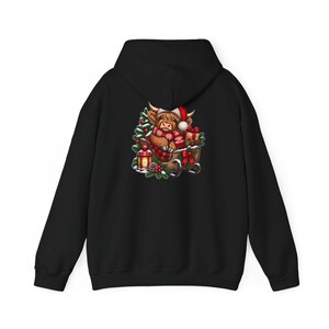 Christmas Highland Cow Sweatshirt, Santa Cow Holiday Gift, Festive Farm Animal Shirt, Winter Cow Lover Tee image 11
