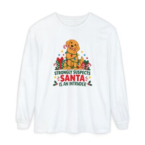 Christmas Dog Shirt, Golden Retriever Christmas Gift, Funny Christmas Dog Tee, Santa Is An Intruder Shirt, Holiday Dog Lover Gift image 14