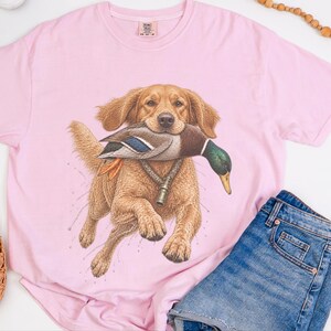 Golden Retriever Hunting Shirt, Duck Hunter Gift, Waterfowl Hunting Tee, Bird Dog Art Shirt, Duck Season Shirt, Outdoor Sportsman Gift image 2